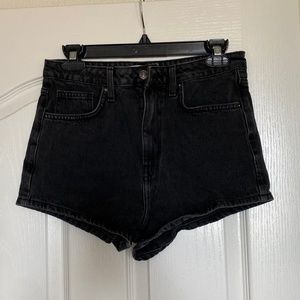 Black denim shorts